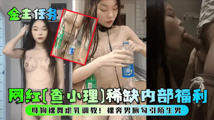 网红【查小理】稀缺内部福利  母狗裸舞虐乳调教，裸奔男厕勾引陌生男
