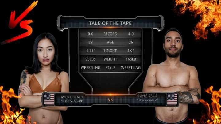 裸体摔跤战斗，奥利弗戴维斯统治娇小的亚洲艾弗里黑人进化的战斗
